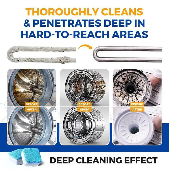 Alt view image 6 of 6 - Washing Machine Cleaner Tablets 24 pack Powerful Descaler -Deep Cleaning for HE Front Loader & Top Load Washer Septic Safe Eco-Friendly Deodorizer Clean Drum & Laundry Tub Seal- Year's Supply