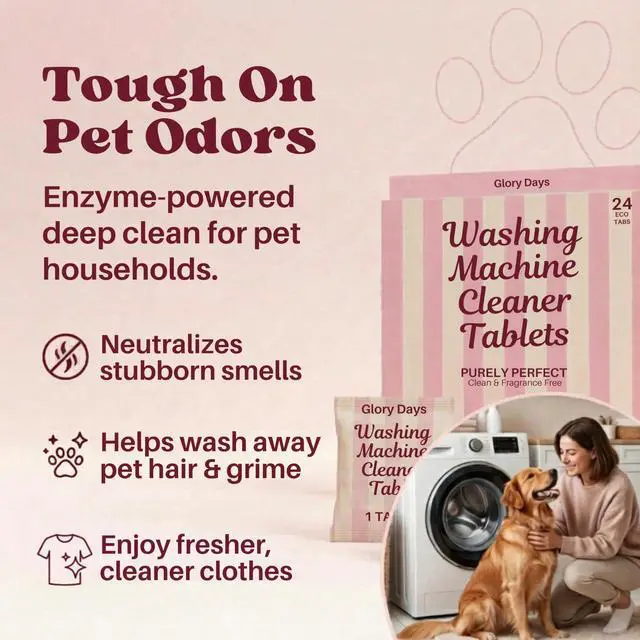 Alt view image 2 of 7 - Washing Machine Cleaner Tablets Pet Hair Remover, Odor Eliminator & Descaler Septic Safe, Plant-Based Formula for HE, Front Load & Top Load Washers 12 Tablets, 6 Month Supply