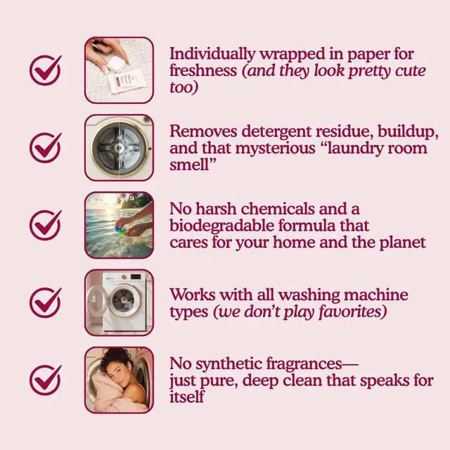 Alt view image 6 of 7 - Washing Machine Cleaner Tablets Pet Hair Remover, Odor Eliminator & Descaler Septic Safe, Plant-Based Formula for HE, Front Load & Top Load Washers 12 Tablets, 6 Month Supply
