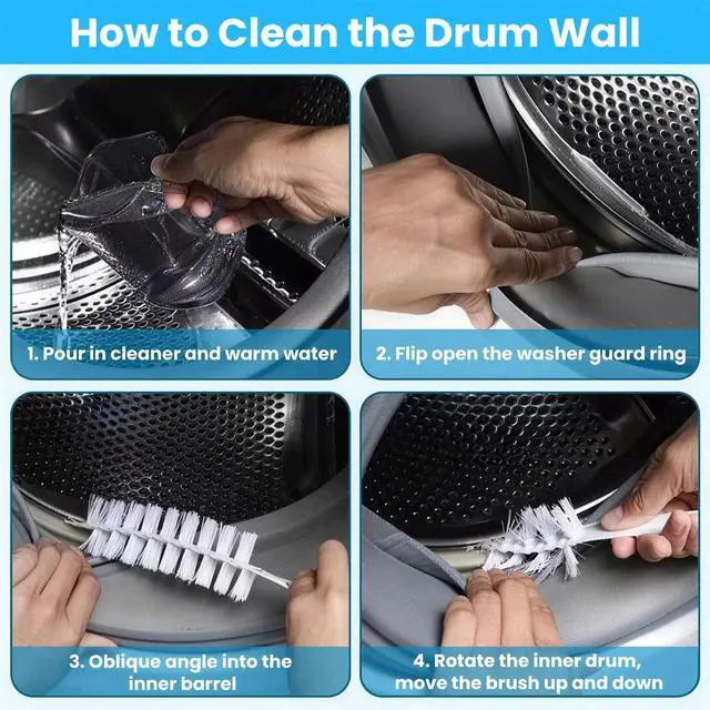 Alt view image 5 of 7 - Washing Machine Cleaning Brush Kit, 6 PCS Front Load Washer Cleaner Tools Accessories Drum Laundry Brush and Crevice Cleaning Brushes for Tight Spaces and Washer Rubber Seal