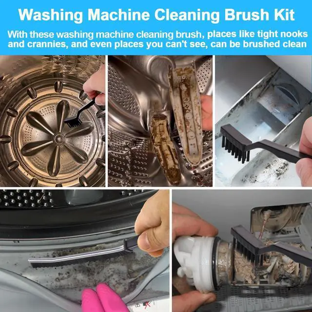 Alt view image 3 of 7 - Washing Machine Cleaning Brush Kits,Front Load Washer Scrub Cleaner Tools Accessories-1 Pcs Drum Laundry Cleaner Brush and 5 Pcs Crevice Cleaning Brush for Tight Spaces and Washer Rubber Seal