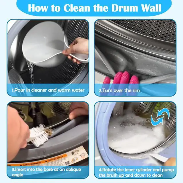 Alt view image 4 of 7 - Washing Machine Cleaning Brush Kits,Front Load Washer Scrub Cleaner Tools Accessories-1 Pcs Drum Laundry Cleaner Brush and 5 Pcs Crevice Cleaning Brush for Tight Spaces and Washer Rubber Seal