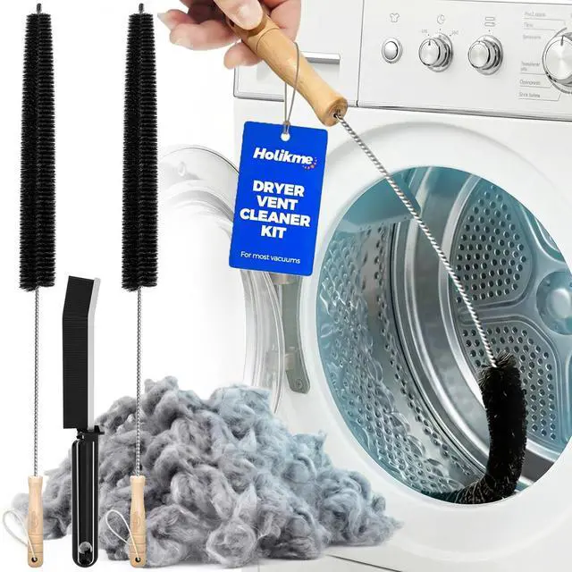 Main image of 3 Pcs Dryer Vent Cleaner Kit, 304 Stainless Steel Replacement Lint Brush for Clothes Dryer Vent Trap, Cleaning Brush & Flexible Crevice Tool