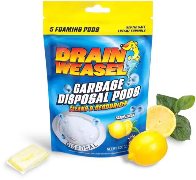Main image of Garbage Disposal Pods Cleaner and Deodorizer, Sink Odor Eliminator with Foaming Action, Septic-Safe Enzyme Formula, Fresh Lemon Scent, Pack of 5