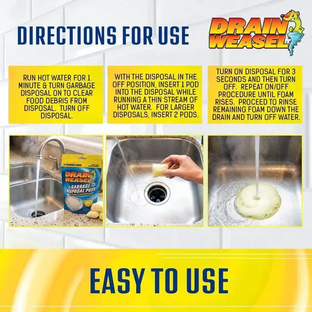 Alt view image 4 of 7 - Garbage Disposal Pods Cleaner and Deodorizer, Sink Odor Eliminator with Foaming Action, Septic-Safe Enzyme Formula, Fresh Lemon Scent, Pack of 5