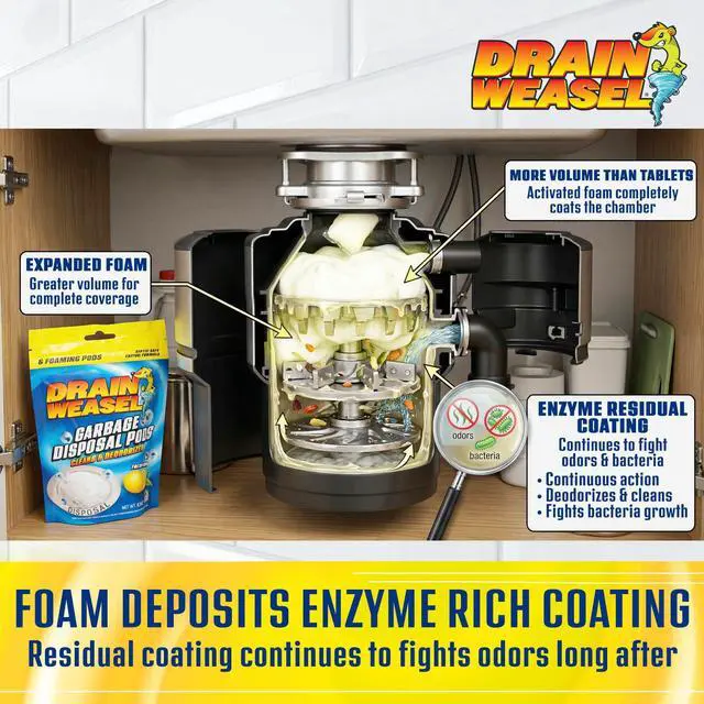 Alt view image 6 of 7 - Garbage Disposal Pods Cleaner and Deodorizer, Sink Odor Eliminator with Foaming Action, Septic-Safe Enzyme Formula, Fresh Lemon Scent, Pack of 5