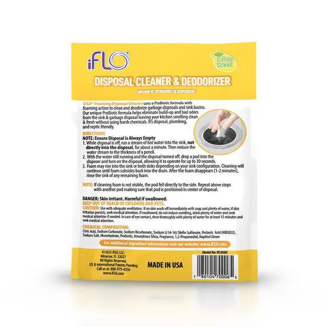 Alt view image 2 of 6 - Foaming Garbage Disposal Cleaner Pods with iFLOBiotic Powerful Garbage Disposal Foaming Action for Sink, Food Waste & Odor Removal Disposal Cleaner Pods, 6 Pack