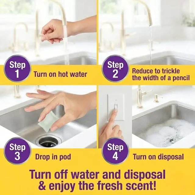 Alt view image 4 of 6 - Foaming Garbage Disposal Cleaner Pods with iFLOBiotic Powerful Garbage Disposal Foaming Action for Sink, Food Waste & Odor Removal Disposal Cleaner Pods, 6 Pack