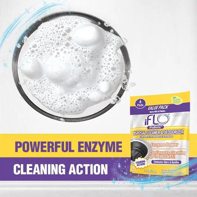 Alt view image 6 of 6 - Foaming Garbage Disposal Cleaner Pods with iFLOBiotic Powerful Garbage Disposal Foaming Action for Sink, Food Waste & Odor Removal Disposal Cleaner Pods, 6 Pack