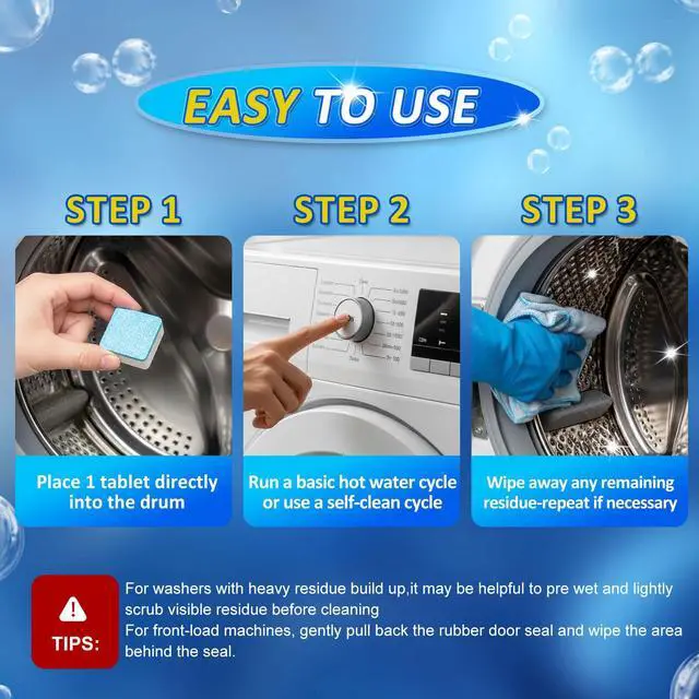 Alt view image 4 of 7 - Washing Machine Cleaner Tablets - 24 Pack. Formulated for Pet Owners.Washer Machine Cleaner Remove Stubborn Pet Hair, Residue, Grime and Odors,Compatible with HE, Top & Front Load Washer