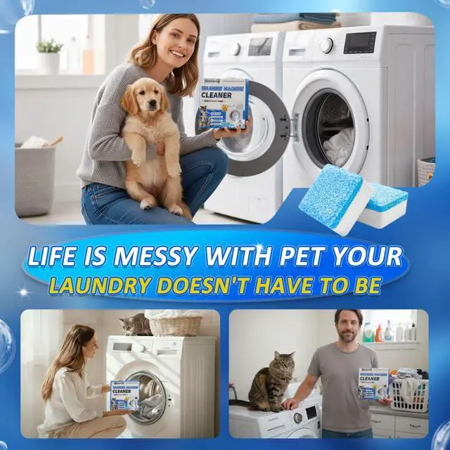 Alt view image 5 of 7 - Washing Machine Cleaner Tablets - 24 Pack. Formulated for Pet Owners.Washer Machine Cleaner Remove Stubborn Pet Hair, Residue, Grime and Odors,Compatible with HE, Top & Front Load Washer