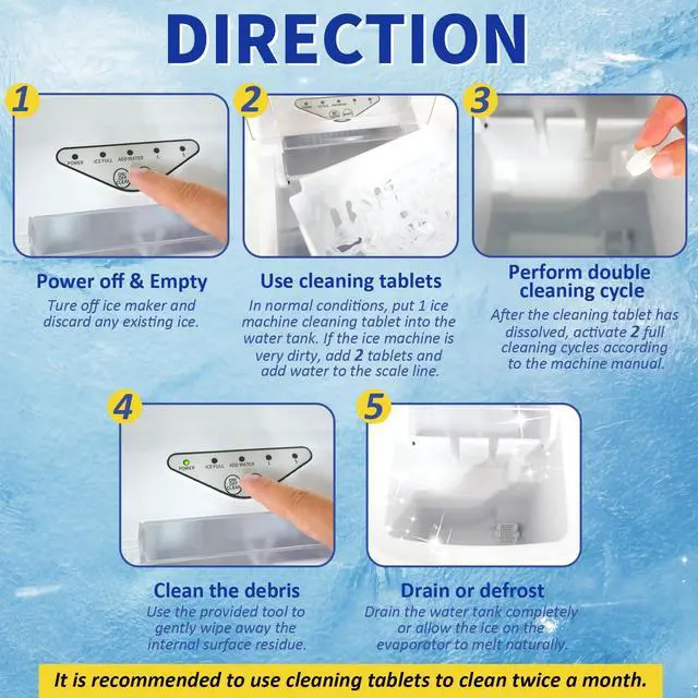 Alt view image 7 of 7 - Ice Machine Cleaner Maker and Descaler - 24 Ice Maker Cleaner Tablets Compatible with All Major Brands, Nickel Safe Descaler Countertop Portable Commercial Icemaker Cleaning Solution
