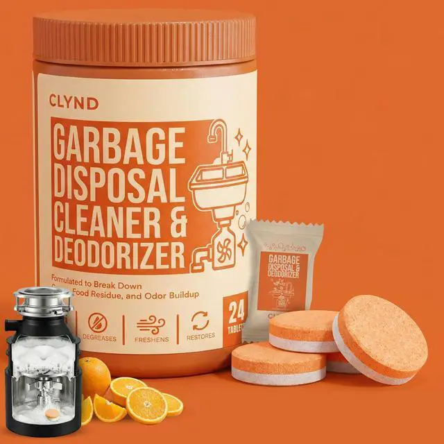 Main image of Garbage Disposal Cleaner and Deodorizer Tablets 24-Pack Citrus Foaming Tablets for Garbage Disposal, Kitchen Sink and Drain Cleaner, Lemon Orange Scent - Garburator, Disposer Freshener