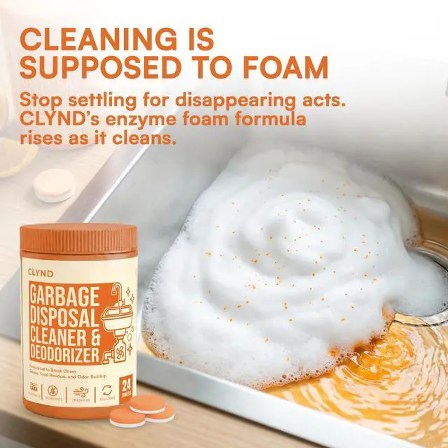 Alt view image 2 of 7 - Garbage Disposal Cleaner and Deodorizer Tablets 24-Pack Citrus Foaming Tablets for Garbage Disposal, Kitchen Sink and Drain Cleaner, Lemon Orange Scent - Garburator, Disposer Freshener