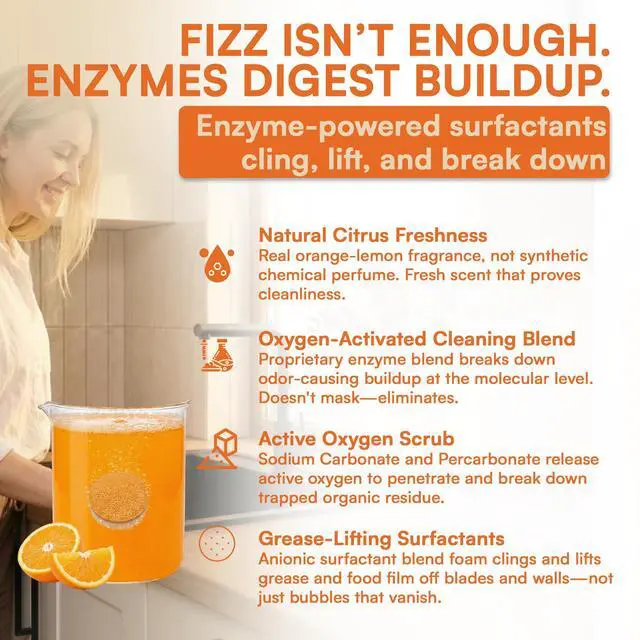 Alt view image 3 of 7 - Garbage Disposal Cleaner and Deodorizer Tablets 24-Pack Citrus Foaming Tablets for Garbage Disposal, Kitchen Sink and Drain Cleaner, Lemon Orange Scent - Garburator, Disposer Freshener