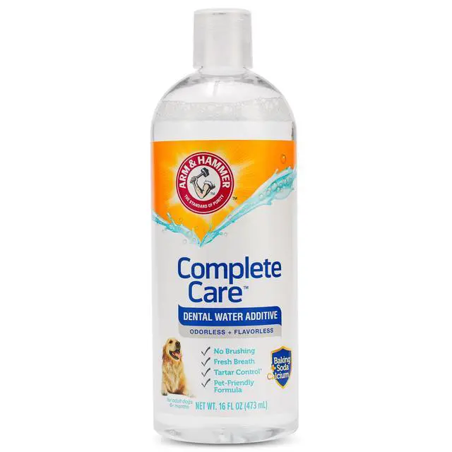 Main image of Complete Care Dog Dental Water Additive, Odorless Flavorless Daily Oral Care Solution with Baking Soda and Calcium for Plaque, Tartar, and Fresh Breath, 16 Fl Oz