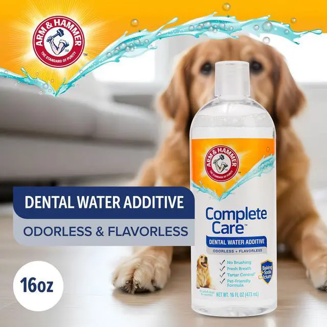 Alt view image 3 of 7 - Complete Care Dog Dental Water Additive, Odorless Flavorless Daily Oral Care Solution with Baking Soda and Calcium for Plaque, Tartar, and Fresh Breath, 16 Fl Oz