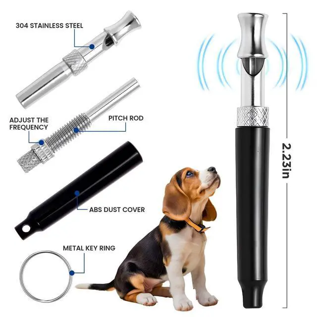Alt view image 2 of 7 - 2 Pack Dog Whistle - Dog Whistle to Stop Barking Neighbor's Dog & Long Range Recall, Adjustable Ultrasonic Silent Dog Whistle with Lanyard for Training Recall, Professional Obedience (Black & White)