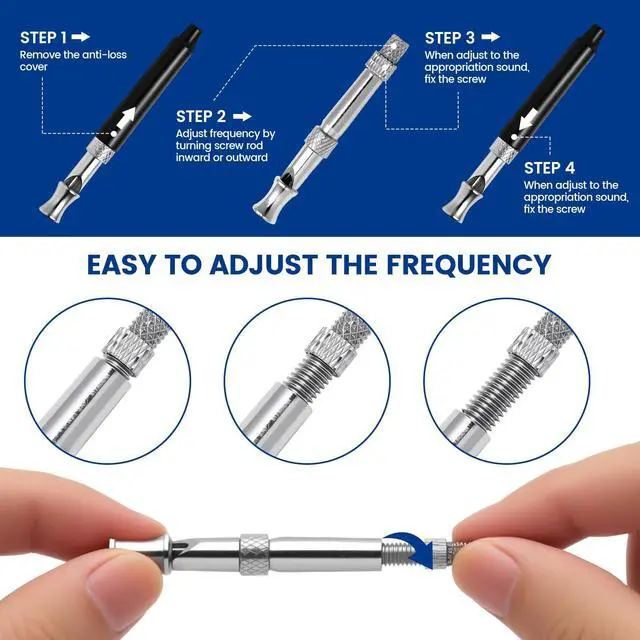 Alt view image 3 of 7 - 2 Pack Dog Whistle - Dog Whistle to Stop Barking Neighbor's Dog & Long Range Recall, Adjustable Ultrasonic Silent Dog Whistle with Lanyard for Training Recall, Professional Obedience (Black & White)