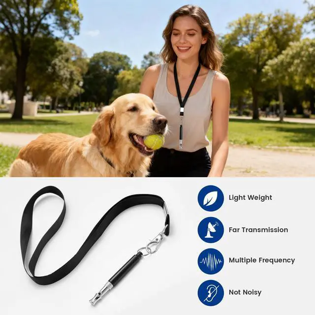 Alt view image 4 of 7 - 2 Pack Dog Whistle - Dog Whistle to Stop Barking Neighbor's Dog & Long Range Recall, Adjustable Ultrasonic Silent Dog Whistle with Lanyard for Training Recall, Professional Obedience (Black & White)