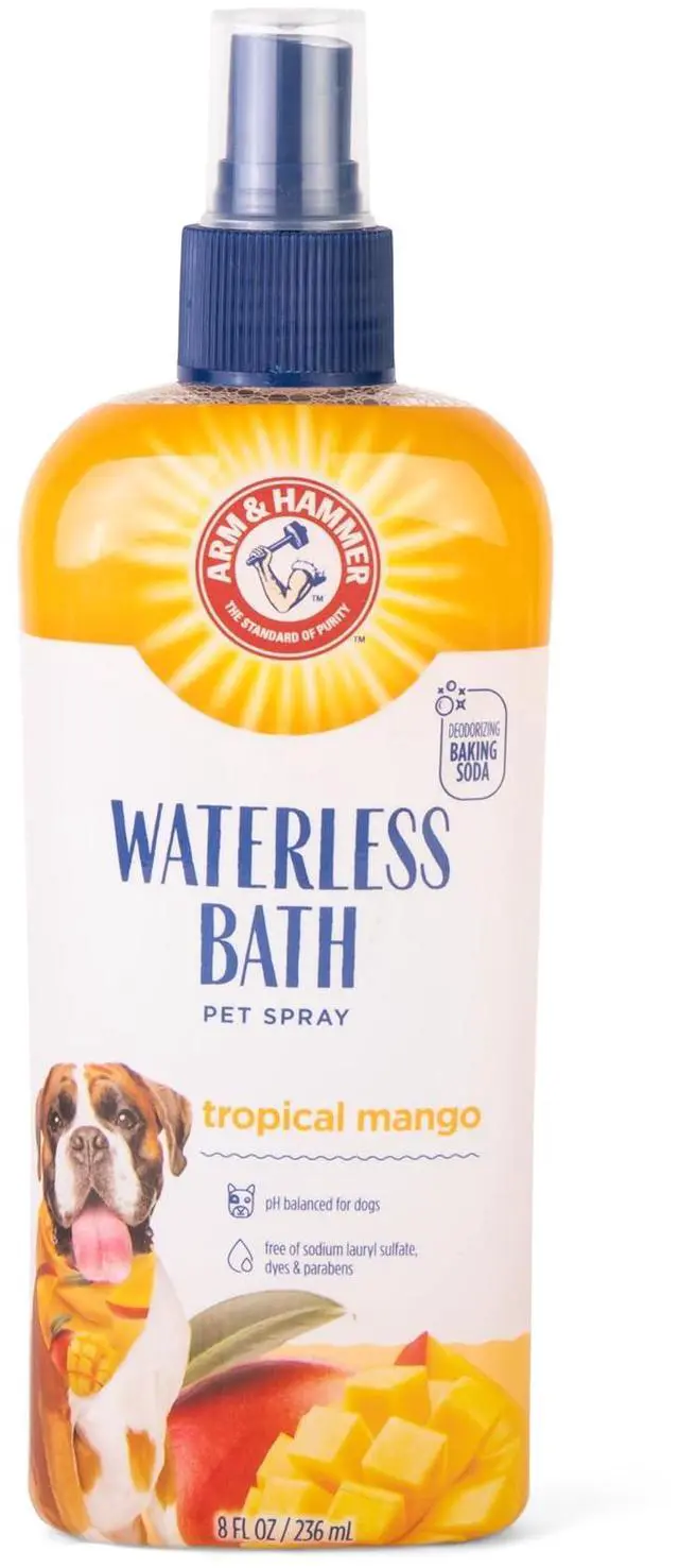 Main image of for Pets Waterless Bath Spray for Dogs with Baking Soda, Mango Scent, No Rinse Dog Grooming Spray, pH Balanced, Free of Sodium Lauryl Sulfate and Parabens, 8 Fl Oz