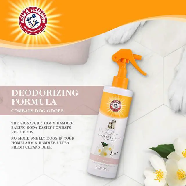Alt view image 3 of 6 - Ultra Fresh Waterless Dog Bath Spray, Baking Soda Deodorizer No-Rinse Dry Dog Shampoo for Between-Bath Odor Control and Coat Freshening, White Jasmine Scent, 10 Fl Oz