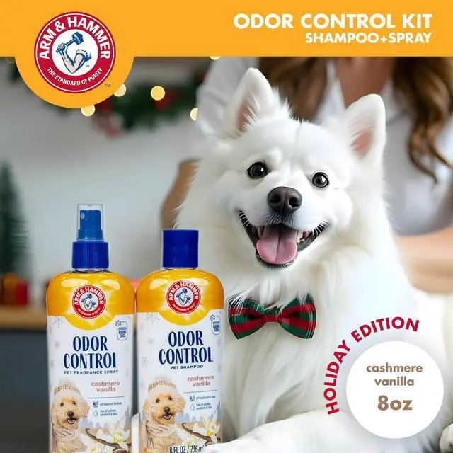 Alt view image 2 of 7 - Odor Control Pet Grooming Gift Set, Includes Dog Shampoo 8 Fl Oz and Dog Bath Spray 8 Fl Oz, Cashmere Vanilla Scent, pH Balanced, Paraben and Sulfate Free