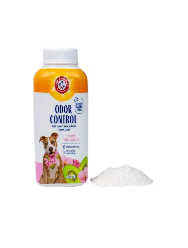 Alt view image 6 of 7 - for Pets Odor Control Dry Shampoo Powder for Dogs and Puppies Waterless Dog Deodorizer Baking Soda Paraben Sulfate Dye Free Kiwi Blossom Scent 4.2 OZ at Home Travel Routine