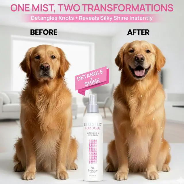 Alt view image 2 of 7 - for Dogs Silk Therapy Detangling and Shine Protecting Spray, pH Balanced Leave-In Mist with Silk and Vitamins for Dematting, Paraben-Free, All Coats and Breeds, 8 Fl Oz