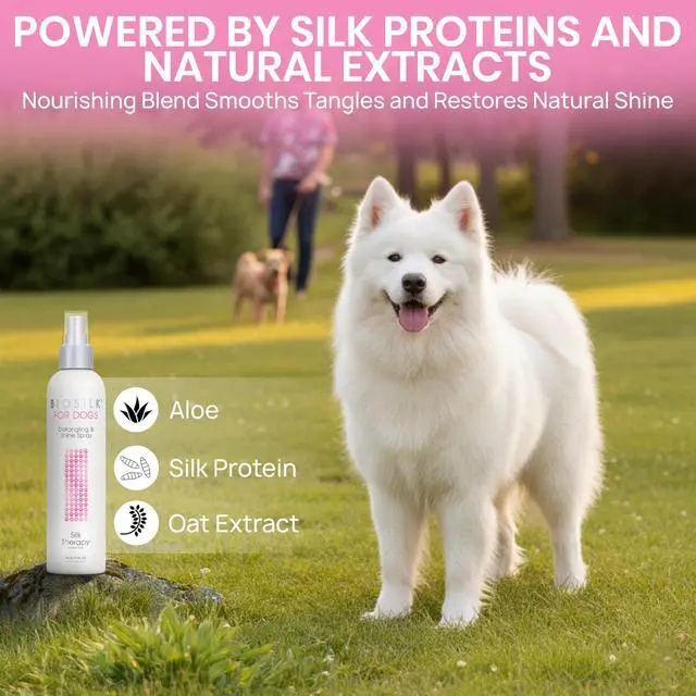 Alt view image 7 of 7 - for Dogs Silk Therapy Detangling and Shine Protecting Spray, pH Balanced Leave-In Mist with Silk and Vitamins for Dematting, Paraben-Free, All Coats and Breeds, 8 Fl Oz