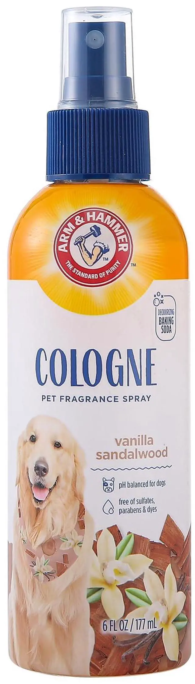 Main image of for Pets Dog Cologne and Fragrance Spray, Baking Soda, Vanilla Sandalwood Scent, Deodorizing Dog Perfume for Between-Bath Freshening, Paraben Free, 6 Fl Oz