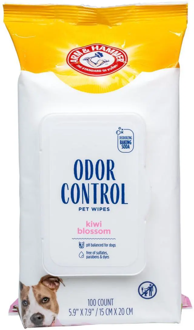 Main image of for Pets Odor Control Dog Wipes, Deodorizing Wipes with Baking Soda for Dogs Between Baths, Gentle Cleaning Pet Grooming Wipes for Everyday Freshness, Kiwi Blossom Scent, 100 Count