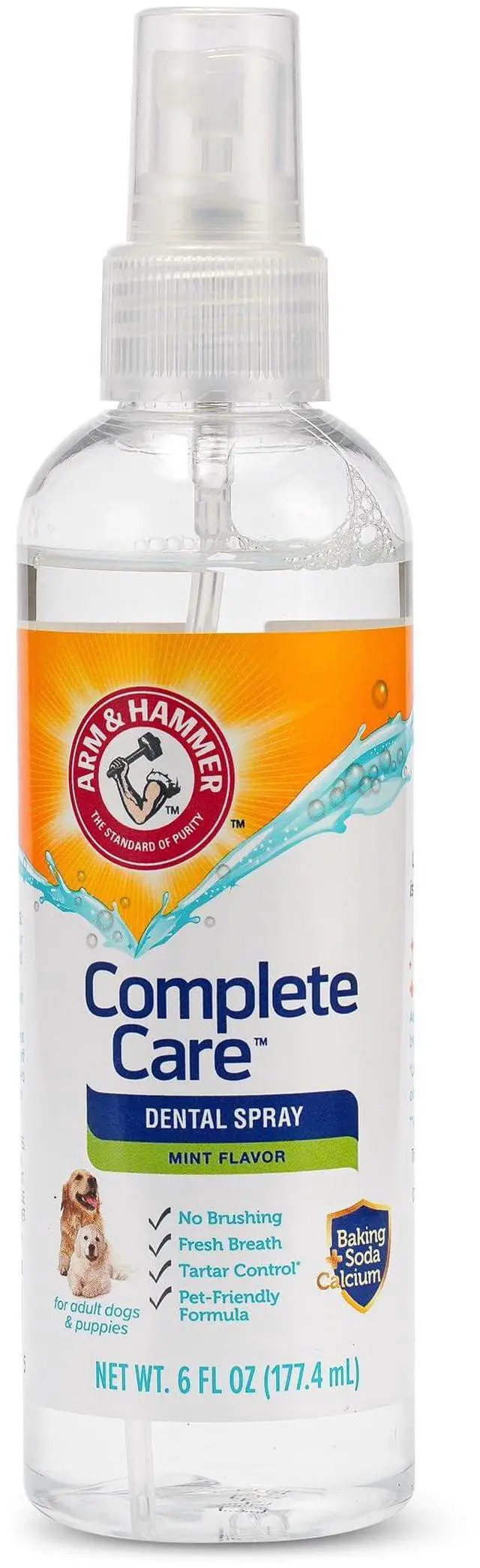 Main image of Complete Care Dog Dental Spray, Mint Flavor, Brushless Dog Breath Freshener with Baking Soda and Calcium for Tooth Enamel Support, Fluoride-Free, 6 Fl Oz