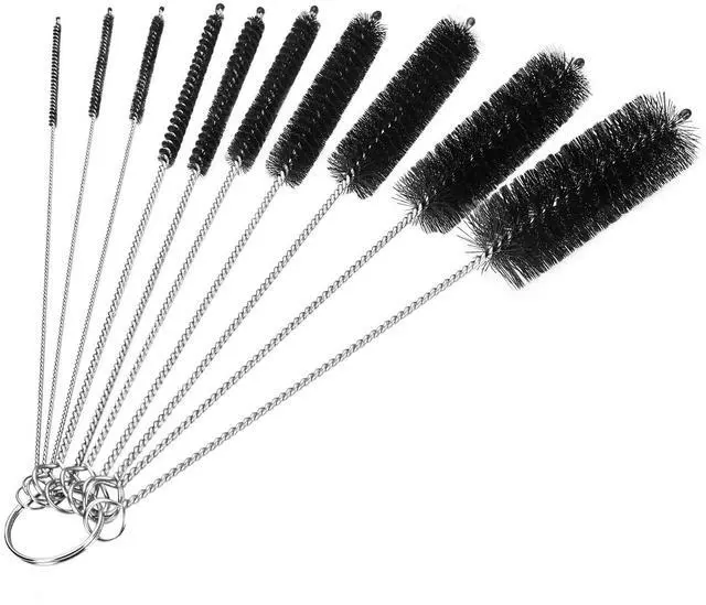 Main image of Bottle Cleaning Brushes, 8 Inch Nylon Tube Brush Set, Cleaner for Narrow Neck Bottles Cups with Hook, Set of 10pcs