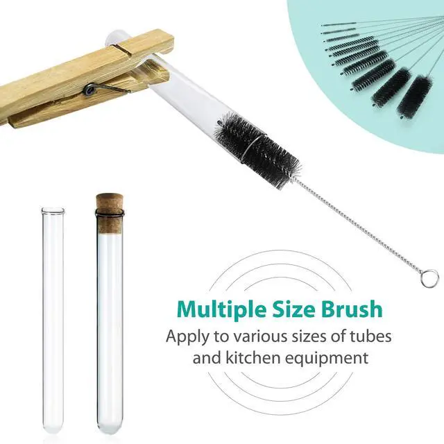 Alt view image 5 of 7 - Bottle Cleaning Brushes, 8 Inch Nylon Tube Brush Set, Cleaner for Narrow Neck Bottles Cups with Hook, Set of 10pcs