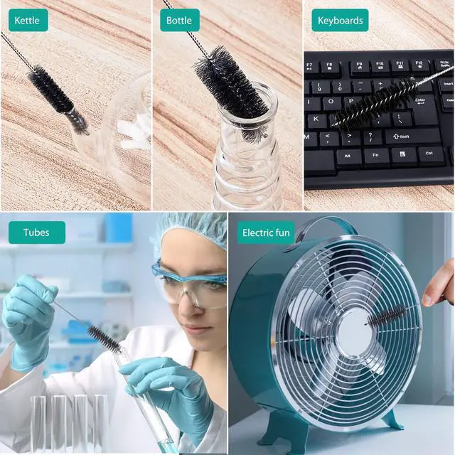 Alt view image 7 of 7 - Bottle Cleaning Brushes, 8 Inch Nylon Tube Brush Set, Cleaner for Narrow Neck Bottles Cups with Hook, Set of 10pcs