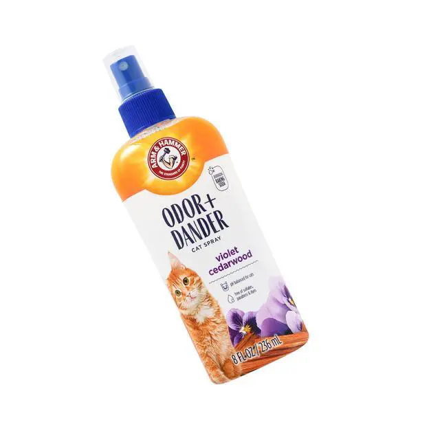 Alt view image 3 of 4 - Cat Odor Control and Dander Reducing Spray with Baking Soda, Freshens and Deodorizes Cat Coat Between Baths, Paraben Free, Violet Cedarwood Scent, 8 Fl Oz