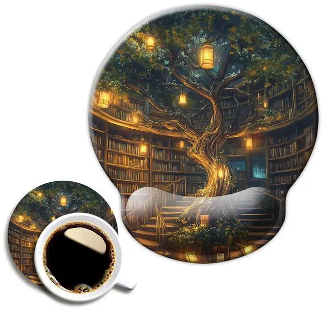 Main image of Ergonomic Mouse Pad with Wrist Support,Mouse Pad with Wrist Rest,Relieve Wrist Pain Mousepad Non-Slip Rubber Base,Mouse Pads for Desk,Computers,Laptop,Office,Home,Accessories Library Tree
