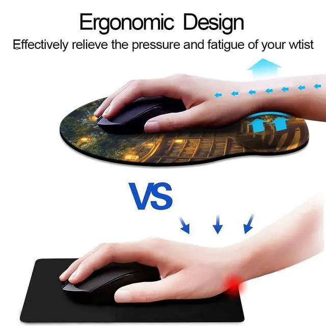 Alt view image 2 of 7 - Ergonomic Mouse Pad with Wrist Support,Mouse Pad with Wrist Rest,Relieve Wrist Pain Mousepad Non-Slip Rubber Base,Mouse Pads for Desk,Computers,Laptop,Office,Home,Accessories Library Tree