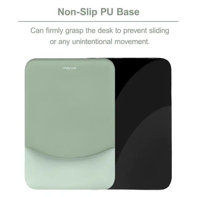 Alt view image 6 of 7 - Mouse Pad with Wrist Support, Ergonomic Mousepad with Soft Cloth&Raised Curved Memory Foam, Home Office Easy Typing Pain Relief Mousepad with Non-Slip PU Base for Computer Laptop, Antique Green