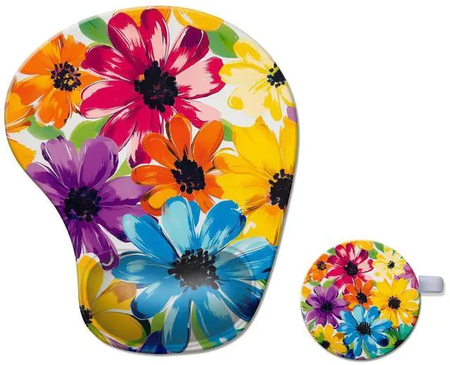 Main image of Ergonomic Mouse Pad with Wrist Rest,Comfortable Computer Gel Mouse Pad Wrist Support for Laptop,Pain Relief Mousepad with Non-Slip PU Base Pretty Floral