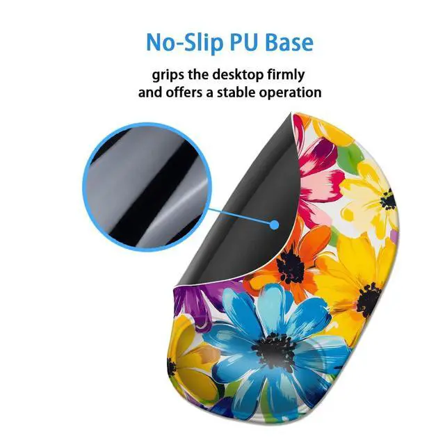 Alt view image 4 of 7 - Ergonomic Mouse Pad with Wrist Rest,Comfortable Computer Gel Mouse Pad Wrist Support for Laptop,Pain Relief Mousepad with Non-Slip PU Base Pretty Floral