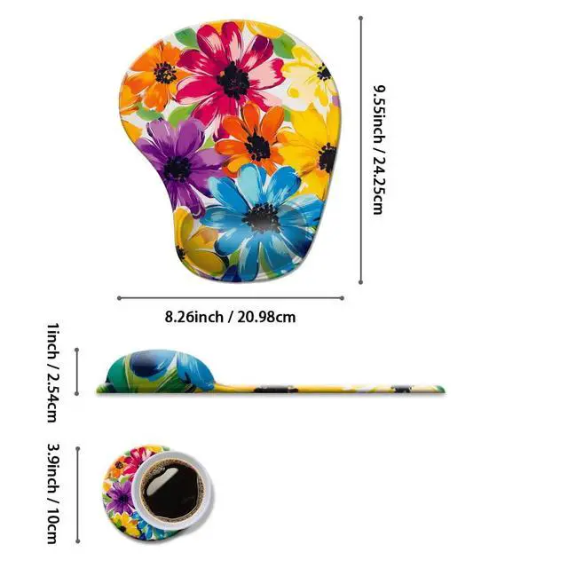 Alt view image 6 of 7 - Ergonomic Mouse Pad with Wrist Rest,Comfortable Computer Gel Mouse Pad Wrist Support for Laptop,Pain Relief Mousepad with Non-Slip PU Base Pretty Floral