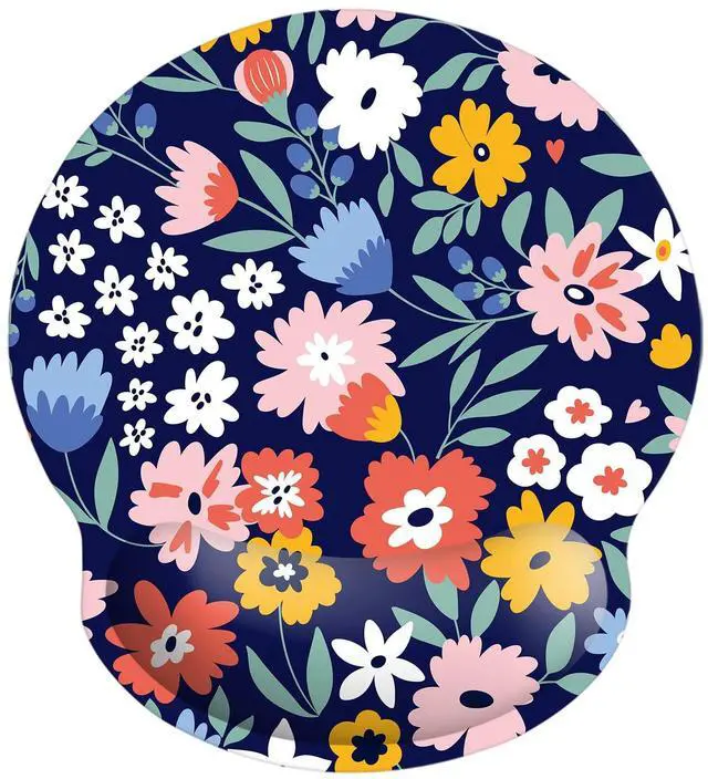 Main image of Memory Foam Wrist Support Mouse Pad Comfortable Padded Wrist Mousepads 9in X10in Desktop Notebook Mouse Mat (Vibrant Flower Foam)