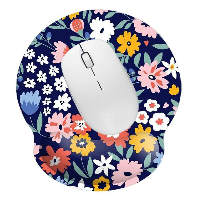 Alt view image 2 of 7 - Memory Foam Wrist Support Mouse Pad Comfortable Padded Wrist Mousepads 9in X10in Desktop Notebook Mouse Mat (Vibrant Flower Foam)
