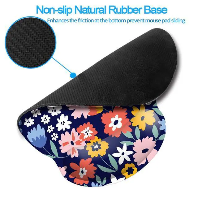 Alt view image 5 of 7 - Memory Foam Wrist Support Mouse Pad Comfortable Padded Wrist Mousepads 9in X10in Desktop Notebook Mouse Mat (Vibrant Flower Foam)