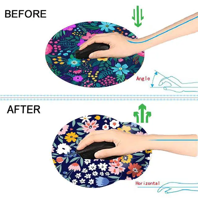 Alt view image 6 of 7 - Memory Foam Wrist Support Mouse Pad Comfortable Padded Wrist Mousepads 9in X10in Desktop Notebook Mouse Mat (Vibrant Flower Foam)