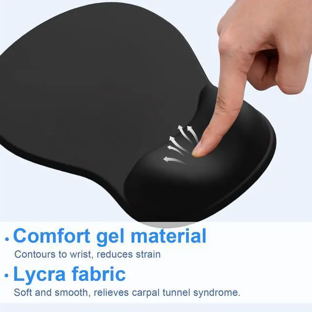 Alt view image 3 of 7 - Ergonomic Mouse Pad with Gel Wrist Support, Comfortable Wrist Rest Mousepad with Non-Slip PU Base for Pain Relief, Desk, Home & Office(Black)