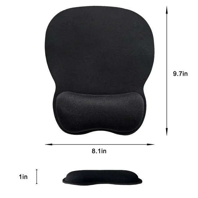 Alt view image 6 of 7 - Mouse Pad with Wrist Support, Ergonomic Mousepad with Comfortable Memory Foam Wrist Rest Cushion, Relieve Wrist Pain, Non-Slip Rubber Base Gaming Mice Pad for Home Office Computer Laptop, Black