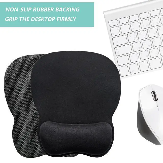 Alt view image 4 of 7 - Mouse Pad with Wrist Support, Ergonomic Mousepad with Comfortable Memory Foam Wrist Rest Cushion, Relieve Wrist Pain, Non-Slip Rubber Base Gaming Mice Pad for Home Office Computer Laptop, Black